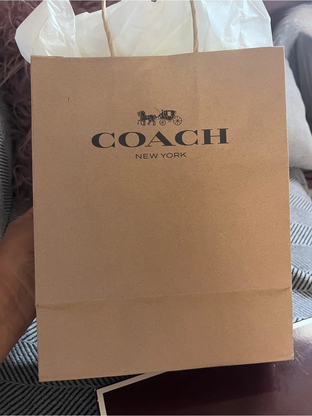 COACH Brown Gift Box, Bag & Orange Ribbon